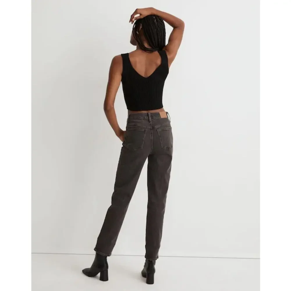 Madewell Perfect Vintage High Rise Tapered 90s Lunar Black Denim Jeans Size 26 - Picture 3 of 14